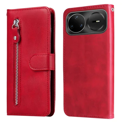 Étui en cuir PU pour Huawei nova 15 Ultra 5G / Huawei nova 15 Pro 5G avec pochette zippée, portefeuille, support - Rouge