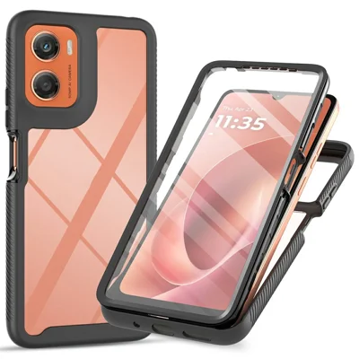 Bulk Purchasing For Motorola Moto G06 Power 4G / G06 4G Case PC + TPU Clear Phone Back Cover with PET Screen Protector - Black