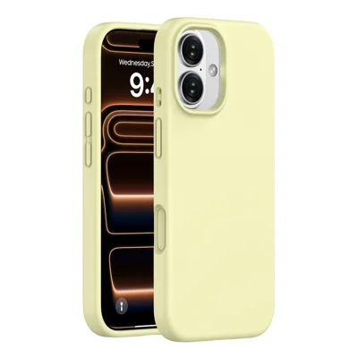 Coque pour iPhone 17 en PC + silicone liquide avec doublure anti-rayures - Jaune