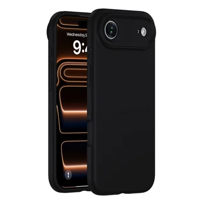 Coque pour iPhone Air, housse de protection en PC + silicone liquide avec doublure en microfibre, ajustement précis - Noir
