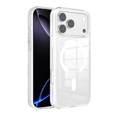 For iPhone 17 Pro Clear Magnetic Case TPU PC Shockproof Phone Cover Compatible with MagSafe - Transparent