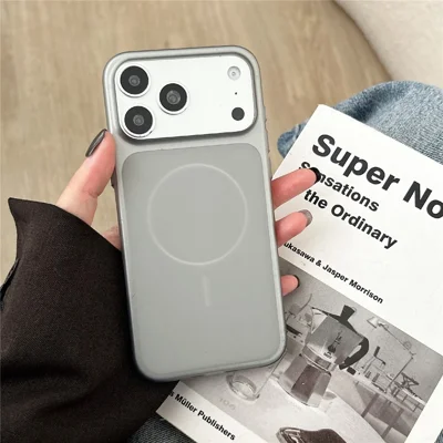 For iPhone 17 Pro Magnetic Phone Case Soft Touch Anti Fingerprint PC Shockproof Cover Compatible with MagSafe - Titanium Grey
