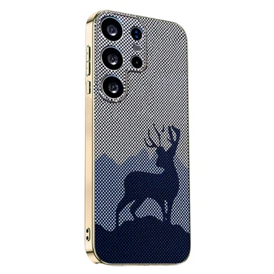 Samsung Galaxy S25 Ultra-hoesje Gelukkig Hert PC + TPU Elektrolytisch Gegalvaniseerd Telefoonhoesje - Donkerblauw