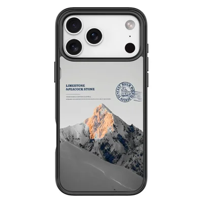For iPhone 18 Pro / 17 Pro Magnetic Case TPU PC Phone Cover with Detachable Snowy Mountain Backplate - Black