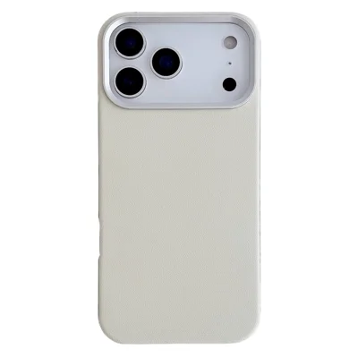 For iPhone 17 Pro Magnetic Case Aluminum Alloy PU Leather TPU Phone Cover Compatible with MagSafe - Grey