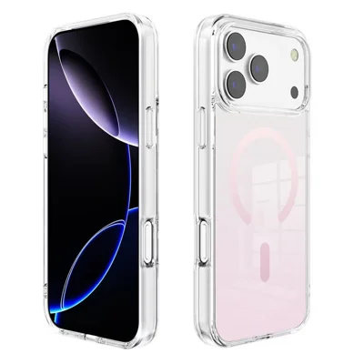 Für iPhone 17 Pro Magnetisches Case Mit Verlaufsfarbe TPU PC-Handyhülle Kompatibel mit MagSafe – Pink
