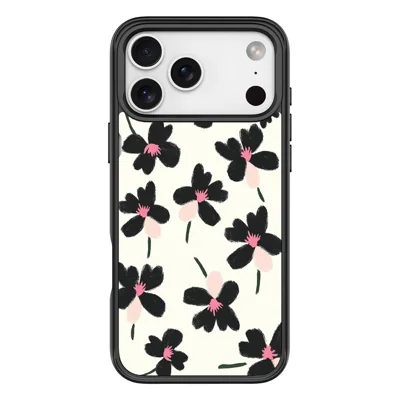 For iPhone 18 Pro Max / 17 Pro Max Magnetic Case TPU PC Phone Cover with Detachable Oil Painting Flowers Pattern Backplate - Black
