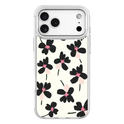 For iPhone 18 Pro / 17 Pro Magnetic Case TPU PC Phone Cover with Detachable Oil Painting Flowers Pattern Backplate - White