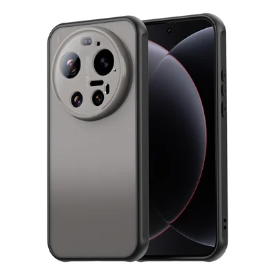 For Xiaomi 17 Ultra 5G Phone Case Drop Proof Airbags Frosted Translucent PC + TPU Back Cover - Black