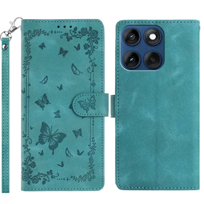 Voor Motorola Edge 60 5G / Motorola Edge 60 Fusion 5G hoesje Tuin-afdruk PU-leer portemonnee telefoonhoesje met polsbandje - Groen