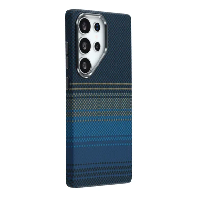 For Samsung Galaxy S24 Ultra Magnetic Case Water Transfer Printing Metal Frame PC Phone Back Cover - Moonset