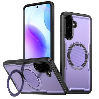 For Samsung Galaxy A36 5G Magnetic Case TPU + PC Kickstand Phone Cover - Purple