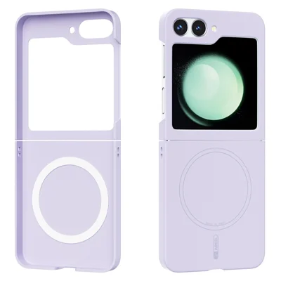 ABEEL For Samsung Galaxy Z Flip5 5G Magnetic Case Skin Touch Liquid Silicone Phone Back Cover - Purple