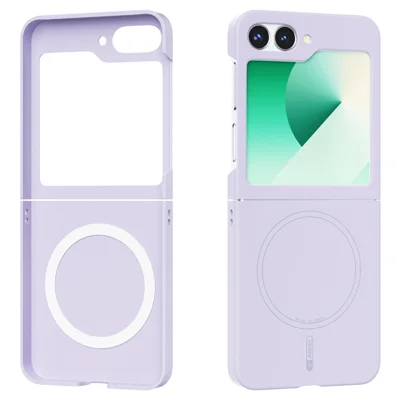 ABEEL For Samsung Galaxy Z Flip6 5G Magnetic Case Skin Touch Liquid Silicone Phone Back Cover - Purple