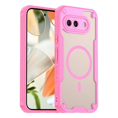 For Google Pixel 9a Magnetic Case TPU + PC Phone Back Cover - Pink