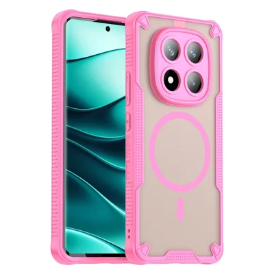 Funda magnética para Xiaomi Redmi Note 14 Pro 5G / Poco X7 5G, funda trasera de teléfono TPU + PC - Rosa