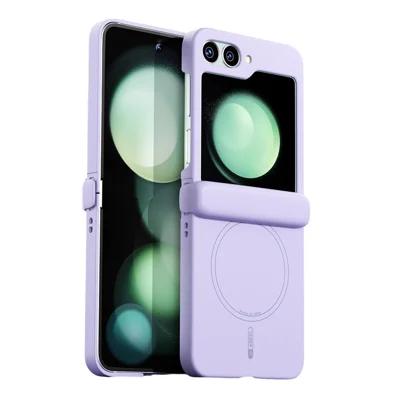 ABEEL For Samsung Galaxy Z Flip5 5G Magnetic Case Hinge Protection Skin Touch Liquid Silicone Shockproof Phone Cover - Purple