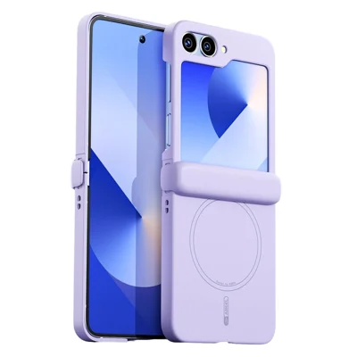 ABEEL For Samsung Galaxy Z Flip6 5G Magnetic Case Hinge Protection Skin Touch Liquid Silicone Shockproof Phone Cover - Purple