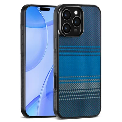 For iPhone 16 Pro Max Magnetic Case Aramid Fiber Shockproof Anti-slip Cover Compatible with Magsafe - Moonrise Blue