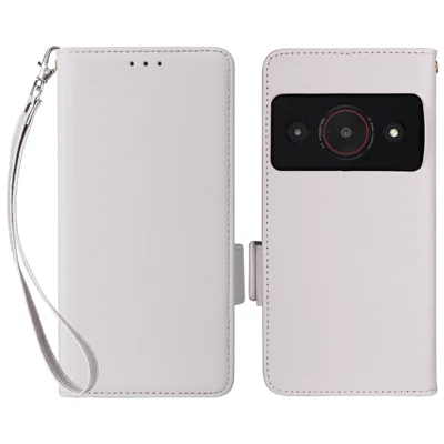 Für ZTE Blade A75 Pro 5G / Telstra T-Elite 5G Hülle Litschi-Struktur Brieftasche Leder Handyhülle mit Handschlaufe - Weiß