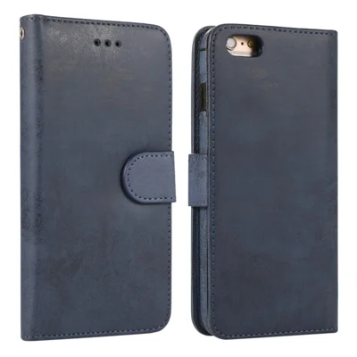 For iPhone 6 Plus / 6s Plus Wallet Case Retro Matte Magnetic Detachable PU Leather TPU Phone Cover - Dark Blue
