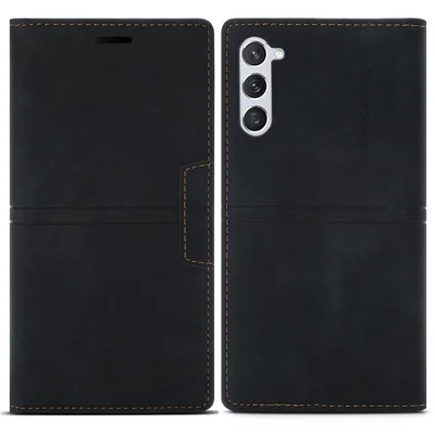 For Samsung Galaxy S23 Magnetic Auto-absorbed PU Leather Stand Case Phone Full Protection Cover with Wallet - Black