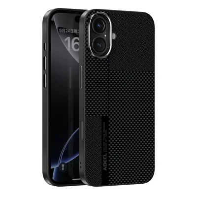 ABEEL For iPhone 16 Magnetic Case Ultra-thin 6D Printed Shockproof TPU PC Aluminum Alloy Leather Phone Cover - Guardian Model 2 No. 2