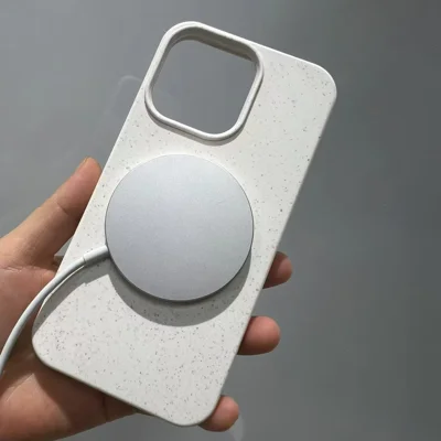 Compra em Volume para Capa Magnética iPhone 16 Pro Max Compatível com MagSafe, Capa de Telemóvel em TPU com Palha de Trigo, Anti-queda - Branco