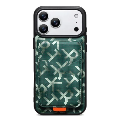 ESEBLE Dla iPhone 17 Pro Max Etui Magnetyczne z Blokadą RFID, Odłączany Pochod na Karty, Etui-Statyw Kompatybilne z MagSafe - Zielony