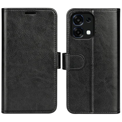 Phone Case For Oppo A6 Pro 5G  /  4G Crazy Horse Texture Stand Leather Wallet Phone Cover - Black