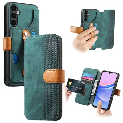 For Samsung Galaxy A18 5G / A18 4G / A17 5G / A17 4G Case Wallet Retro Leather Phone Cover with Wristband Kickstand - Green