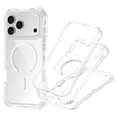 For iPhone 17 Pro Max Magnetisk Case Kompatibel med MagSafe PC + TPU 3 i 1 Skærmbrudssikker Clear Cover - Transparent