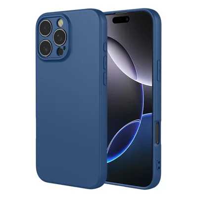 Achat en vrac pour coque iPhone 16 Pro, finition type silicone liquide, housse de protection souple en TPU - Bleu