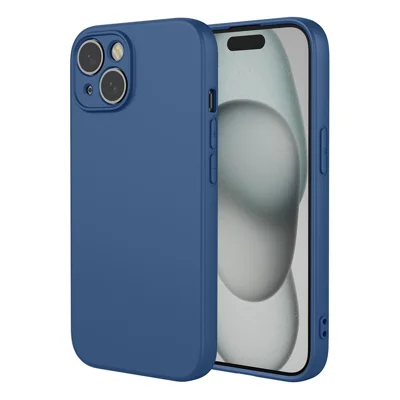 Achat en gros pour coque iPhone 15, effet silicone liquide, housse de protection souple en TPU - Bleu