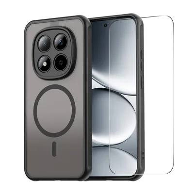 Pour Xiaomi Redmi Note 15 Pro 5G (Global) ENKAY HAT PRINCE Coque Magnétique avec Verre Trempé 9H PC TPU Couverture Mate - Noir