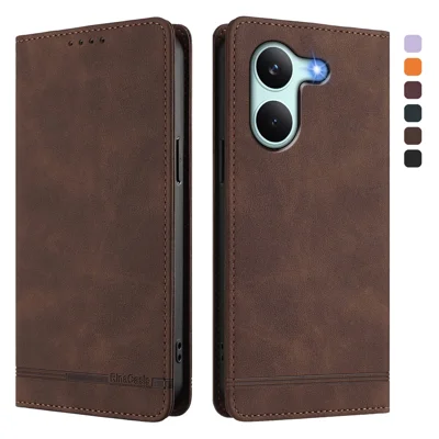 For Xiaomi Poco X8 Pro 5G / Xiaomi Redmi Turbo 5 5G Case RINACASIS RC23 RFID Blocking Wallet Stand PU Leather Phone Cover - Brown