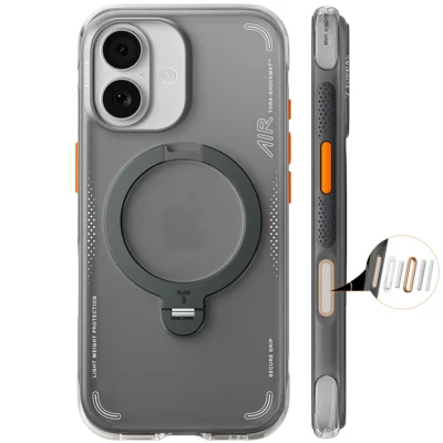 Чехол магнитный TORRAS Ostand Q3 Air Series для iPhone 17 с подставкой, ударопрочный чехол из поликарбоната и термополиуретана, черный