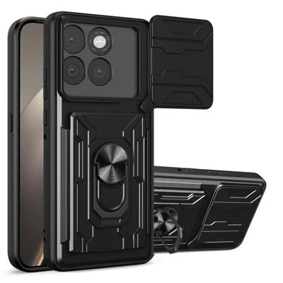 Bulk Purchasing For Motorola Edge 70 5G  /  moto X70 Air Case PC + TPU Kickstand Phone Back Cover with Camera Slider - Black