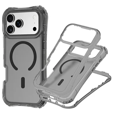 For iPhone 17 Pro Magnetic Phone Case Soft-touch 2-in-1 PC+TPU Shockproof Cover Compatible with MagSafe - Black