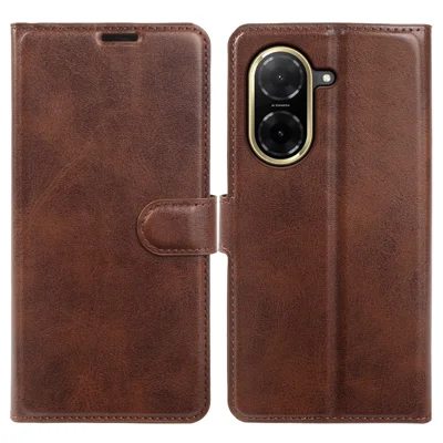 For Xiaomi Redmi A5 NFC (EU) (173.45mm) Case Stand Wallet Calf Texture PU Leather Flip Phone Cover - Brown