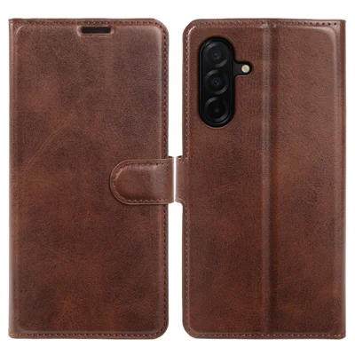 For Samsung Galaxy A27 5G Case Stand Wallet Calf Texture PU Leather Flip Phone Cover - Brown