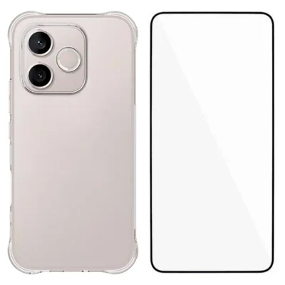 WANLONFENG For Honor 600 Lite 5G WL Series Case 2.0mm TPU Phone Cover with Tempered Glass Film - Transparent