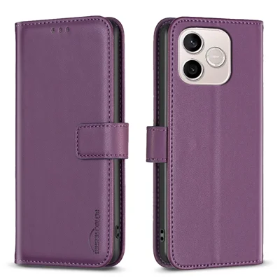 BINFEN COLOR For Honor 600 Lite 5G  BF17 Phone Case Wallet Folio Flip Leather Cover - Dark Purple