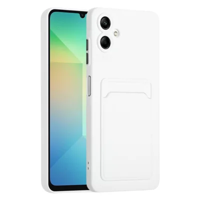 För Samsung Galaxy A07 5G / A07 4G Skal Flexibelt TPU-hölje med kortfack på baksidan - Vitt