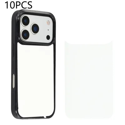 10Pcs for iPhone 17 Pro Case TPU + PC Heat Transfer Printing DIY Phone Cover with Glossy PET Film - White
