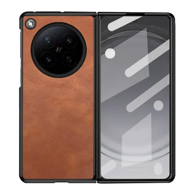 Til Oppo Find N6 5G Etui i retrodesign med læderlaminering PC + TPU - Brun
