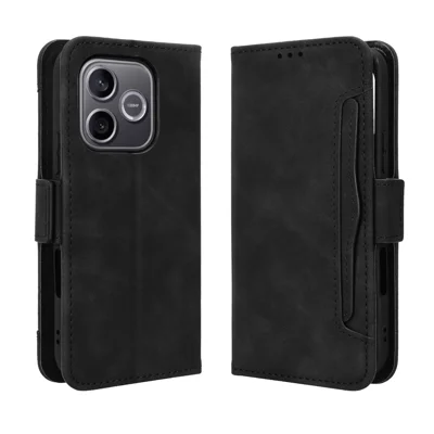Capa de Couro para Honor 600 Lite 5G com Carteira e Vários Bolsos para Cartões - Preto