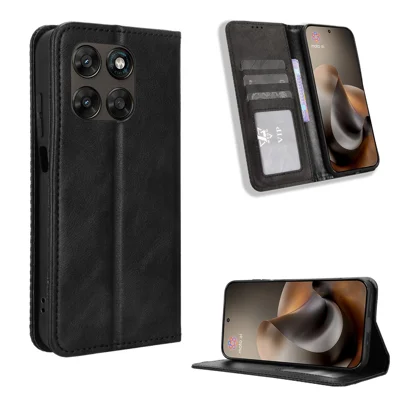 For Motorola Moto G Max 5G / G87 5G / G77 5G / G67 5G Leather Case Wallet Stand Retro Texture Phone Cover - Black