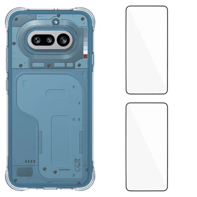 WANLONFENG For Nothing Phone (4a) WL2 Series TPU Case 2.0mm Phone Cover with 2Pcs Tempered Glass Films - Transparent