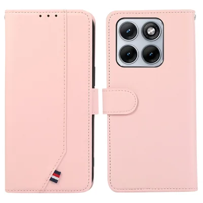 Coque pour Motorola Edge 70 Fusion 5G, étui à rabat en cuir avec blocage RFID - Rose